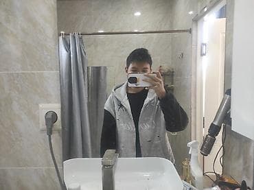 худи на молнии: Худи на молнии с капюшоном - Цвет: серый меланж с черными рукавами - — 1