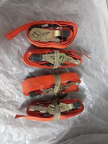 Ручные инструменты: Ремни стяжные с трещоткой (ratchet straps), оранжевые. Новый 4 шт = — 1