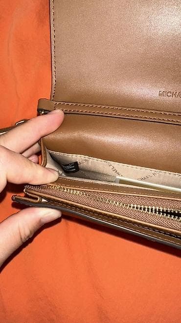 Сумкалар: Сумка-клатч Michael Kors (коричневый карамельный оттенок) - Материал — 5