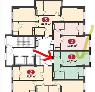 псо1: 1 комната, 46 м², Элитка, 9 этаж, Готовая ПСО (под самоотделку) — 5