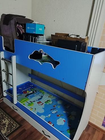 little: Двухъярусная детская кровать, ЛДСП, цвет - Синий — 2