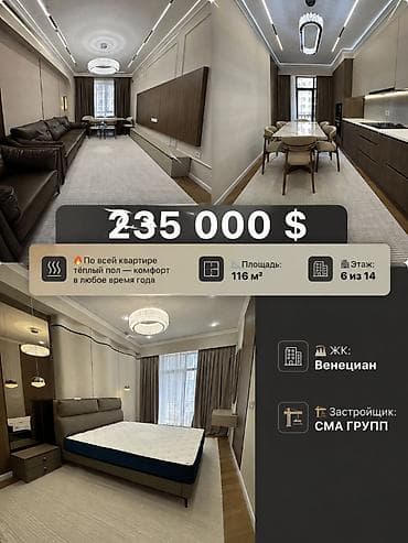 3 комнаты, 116 м², Элитка, 6 этаж, Дизайнерский ремонт