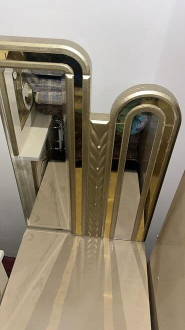 ашкана гарнитуру бу: Уктоочу бөлмө гарнитуру, Колдонулган, Эки кишилик керебет, Трюмо, Тумба, түсү - Алтын — 7