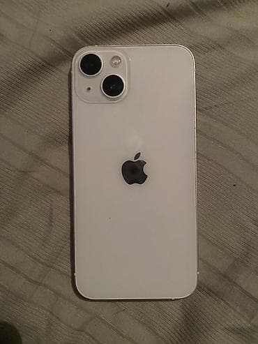 IPhone 13, Б/у, 128 ГБ, Белый, Защитное стекло, Чехол, 100 %