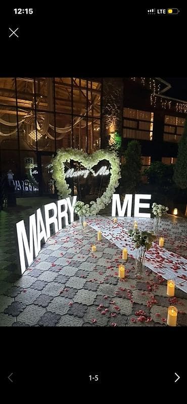 свечной: Оформление декора для предложения руки и сердца «Marry Me» - Световые — 4
