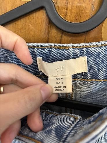 мом джинсы: Джинсы, Прямые, H&M, Китай, Средняя талия, Вареные — 4