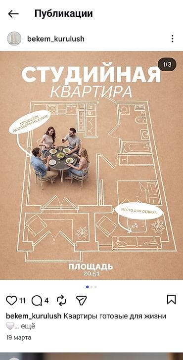 Батирлер: 1 бөлмө, 21 м², Элитка, 2 кабат, ПСО (өз алдынча бүтүрүү) — 5