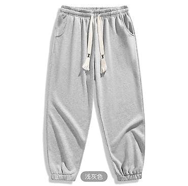 свободный крой: Спортивные штаны унисекс, светло-серые - Материал: мягкий трикотаж на — 1