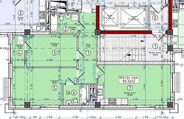 Квартиры: 2 комнаты, 80 м², Элитка, 12 этаж, ПСО (под самоотделку) — 1