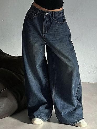 Толстовки, худи: Джинсы, Карго, Корея, Средняя талия, S — 1