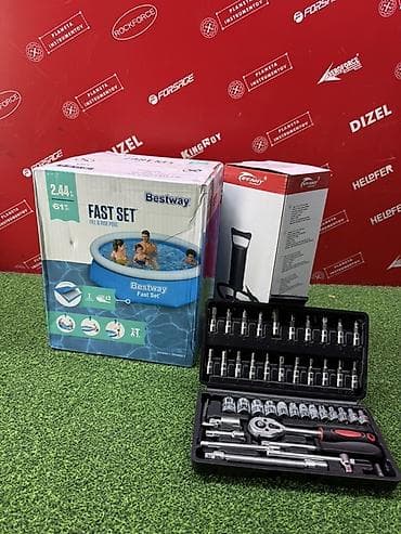 трещотки: Надувной круглый бассейн Bestway Fast Set - Размер: 244 × 61 см - — 1