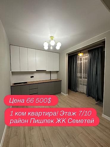 Недвижимость: 1 комната, 50 м², Пишпек Элитка, 7 этаж, Евроремонт — 1