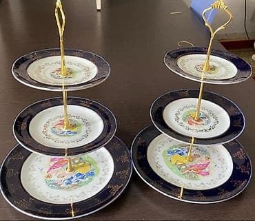 медовый торт: Трёхъярусные сервировочные этажерки из фарфора (набор из 2 шт.) - — 1