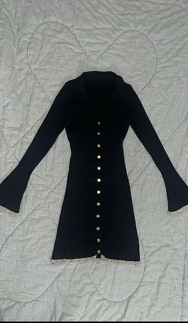 вязаное платье: Повседневное платье, Осень-весна, Короткая модель, Трикотаж, XS — 1