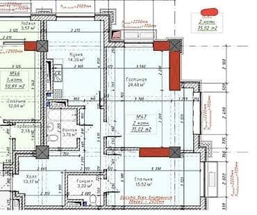 калыс ордо жер там: 2 бөлмө, 75 м², Элитка, 4 кабат — 5