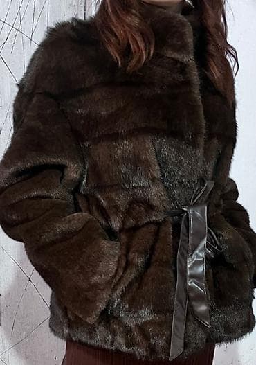 Толстовки, худи: Шуба из тёмно‑коричневого меха - Материал: натуральный мех норки — 1