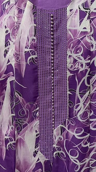 ночной одежда: Платье женское, длинное, сиренево-фиолетовое с абстрактным цветочным — 4