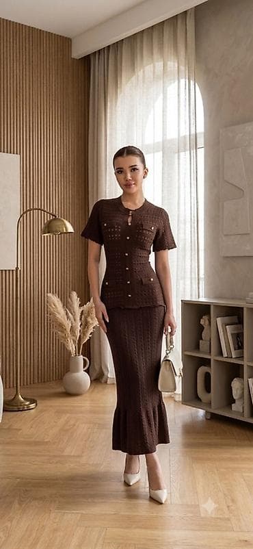 soft shell: Костюм с юбкой, Модель юбки: Прямая, Миди, Стандарт — 8