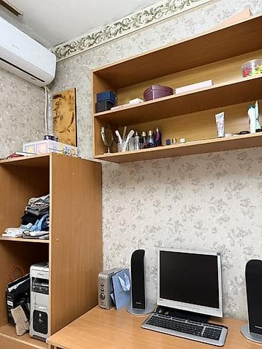 офисный стол с тумбой: Комплект офисной мебели, Полка, ДСП, цвет - Коричневый — 4