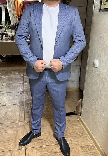 куплю кожаную куртку мужскую: Мужской костюм-двойка в тонкую полоску. - Цвет — 1