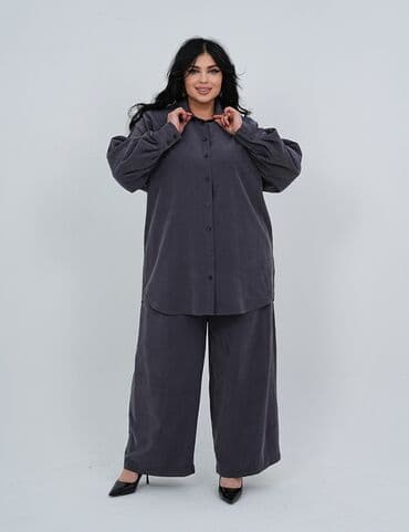 купить спортивный костюм женский недорого от производителя: Брючный костюм, Прямые, Рубашка, Осень-весна — 7