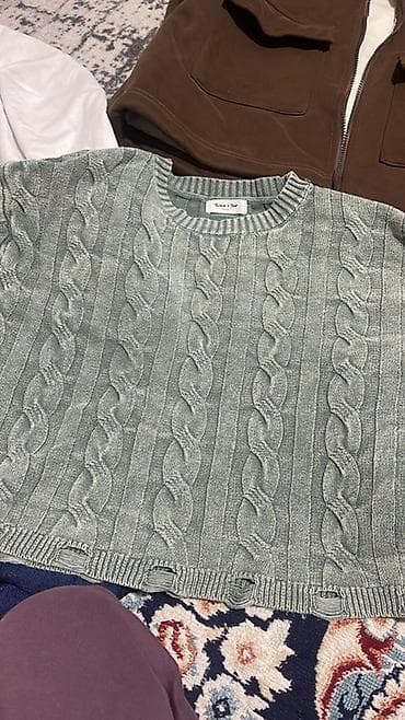 pull bear: Набор женской одежды (4 предмета): 1) Вязаное платье-лапша, бежевое - — 6