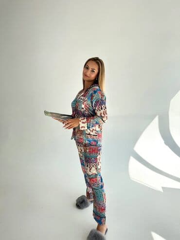 джинсова сорочка: Пижама, Шелк, Турция, S, M, L — 8