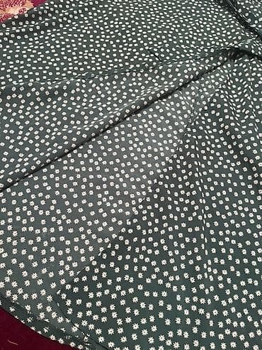 Айымдардын кийими: Платье миди с принтом «ромашки» - Цвет: темно‑зеленый фон с белым — 2