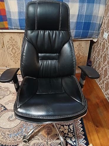 перевоз мебели: Офисное кресло, Б/у, С колесиками, цвет - Черный, Экокожа — 1