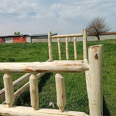 бу шкафтар: Деревянная кровать в стиле рустик/эко из стволов сосны - Материал — 2