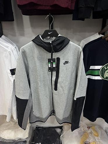 fleec: Мужская толстовка, XL, 2XL, Nike, Новый, цвет - Серый, Самовывоз — 1