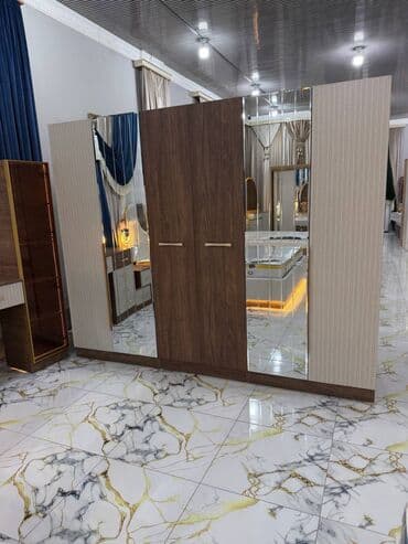 кровать со столом: Спальный гарнитур, Двуспальная кровать, МДФ, Бесплатная доставка, цвет - Белый — 19