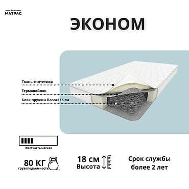Пружинные матрасы (Bonnell) Односпальный от 3200 сом Двухспальный от