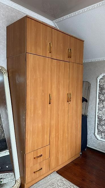 бир: Односпальная кровать с выдвижными ящиками и матрасом + шкаф для одежды — 3