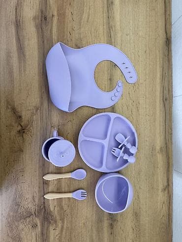 Детский набор посуды из пищевого силикона для первого прикорма и
