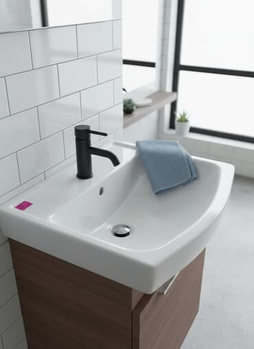 раковина с пьедесталом: Раковина для ванной, Угловая форма, Материал: Керамика — 1