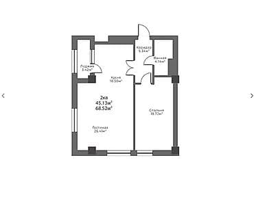 годаю: 2 комнаты, 69 м², Асанбай мкр Элитка, 12 этаж, ПСО (под самоотделку) — 2