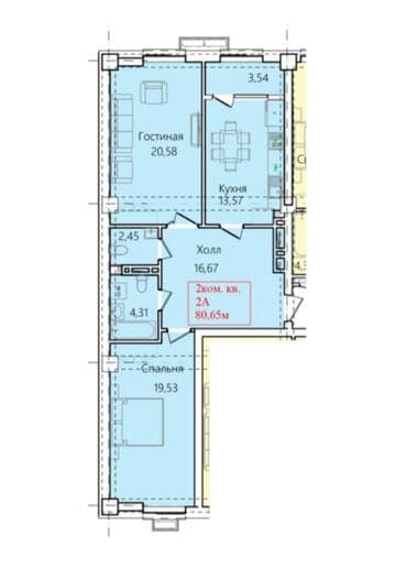 снять квартиру в элитном доме: 2 комнаты, 80 м², Элитка, 4 этаж, ПСО (под самоотделку) — 1