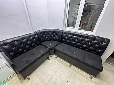 Кухонный мягкий уголок, Б/у, ЛДСП, цвет - Черный — 4