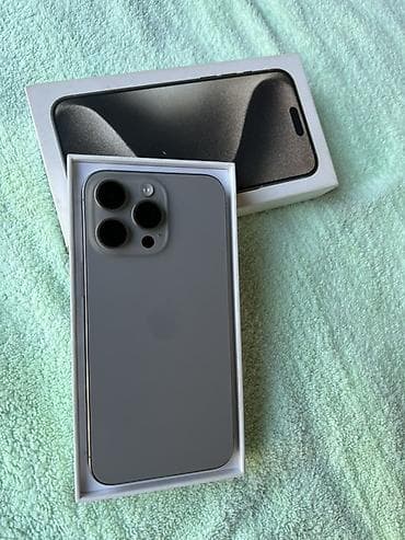 poko m5: IPhone 15 Pro Max, Б/у, 256 ГБ, Space Gray, Коробка, 87 % — 1