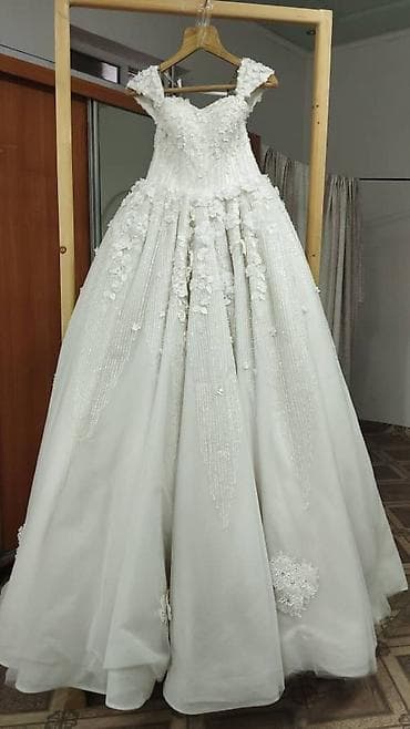 кыз узату платья: Пышное свадебное платье принцесса (A-line/ball gown) цвета айвори. - — 1