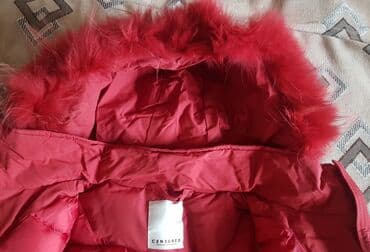 больших размеров: Куртка ЗИМНЯЯ красная с натуральным мехом. Размер XS(на очень — 3