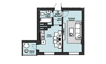 discovery studio: 1 комната, 37 м², Асанбай мкр Элитка, 3 этаж, ПСО (под самоотделку) — 2