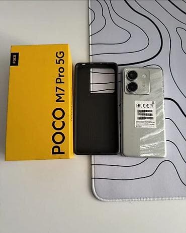 hoco des36: Poco M7 Pro 5G, Б/у, 256 ГБ, цвет - Серебристый, 2 SIM — 1