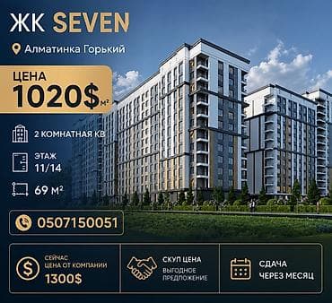 сдаю квартиру алматинка бчк: 2 комнаты, 69 м², Элитка, 11 этаж, Готовая ПСО (под самоотделку) — 1
