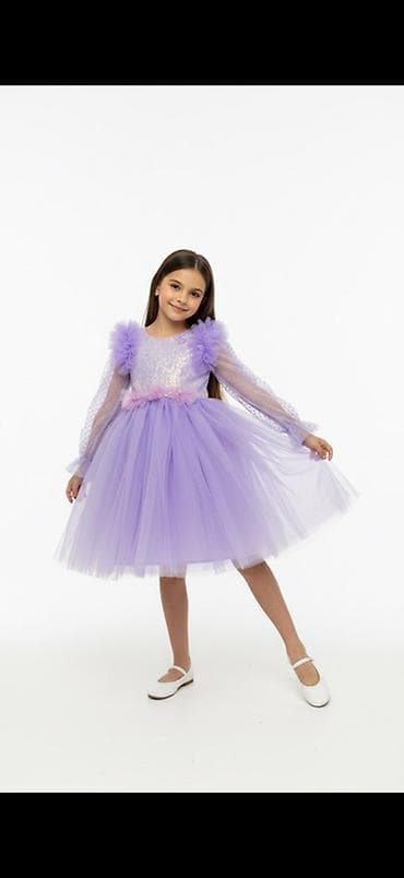 платье бархат: Детское платье, цвет - Голубой — 4