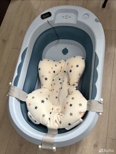 баллоны для плавания: Складная детская ванночка серо-голубого цвета с мягкой — 1