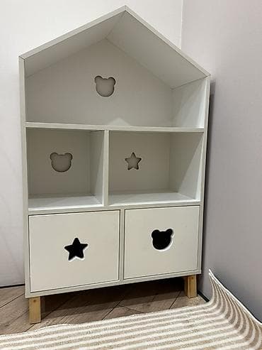 Детский шкаф, Б/у, Для игрушек, Для девочки, Для мальчика, МДФ, цвет - Белый, Платная доставка, Самовывоз