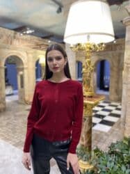 Кофта, Высокая горловина, На пуговицах, V-образный вырез, Осень-весна, L — 3