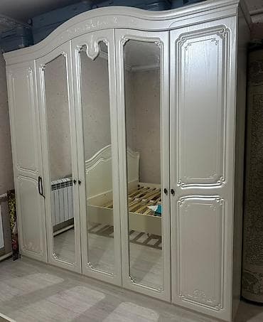 Спальный гарнитур, Новый, Двуспальная кровать, Комод, Тумба, Белоруссия, Самовывоз, цвет - Бежевый